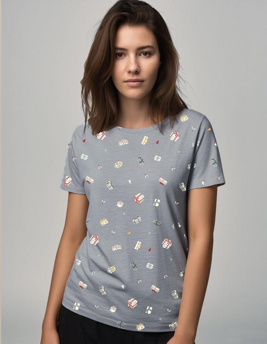 Christmas T-shirt for women, women Christmas bamboo T-shirt