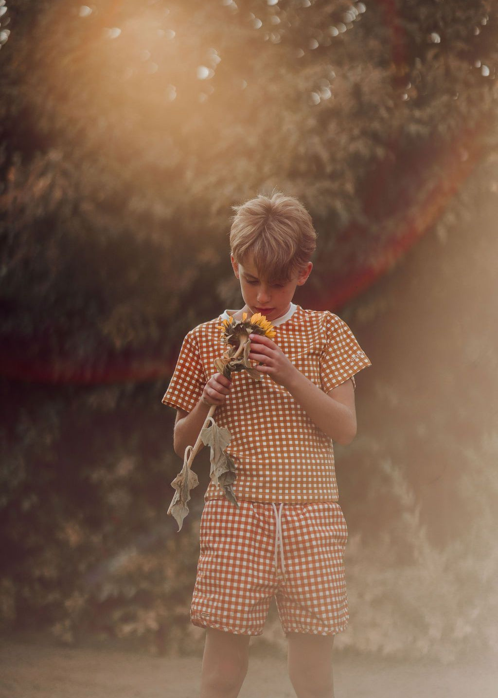 Boys swim trunks back view adjustable waistband quick-dry recycled material