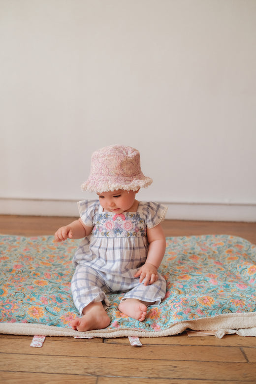 Kids and baby bucket sun hat, which is not only lightweight and stylish also comes in flower print. Designed by Louise Misha. Mini Me matching is available