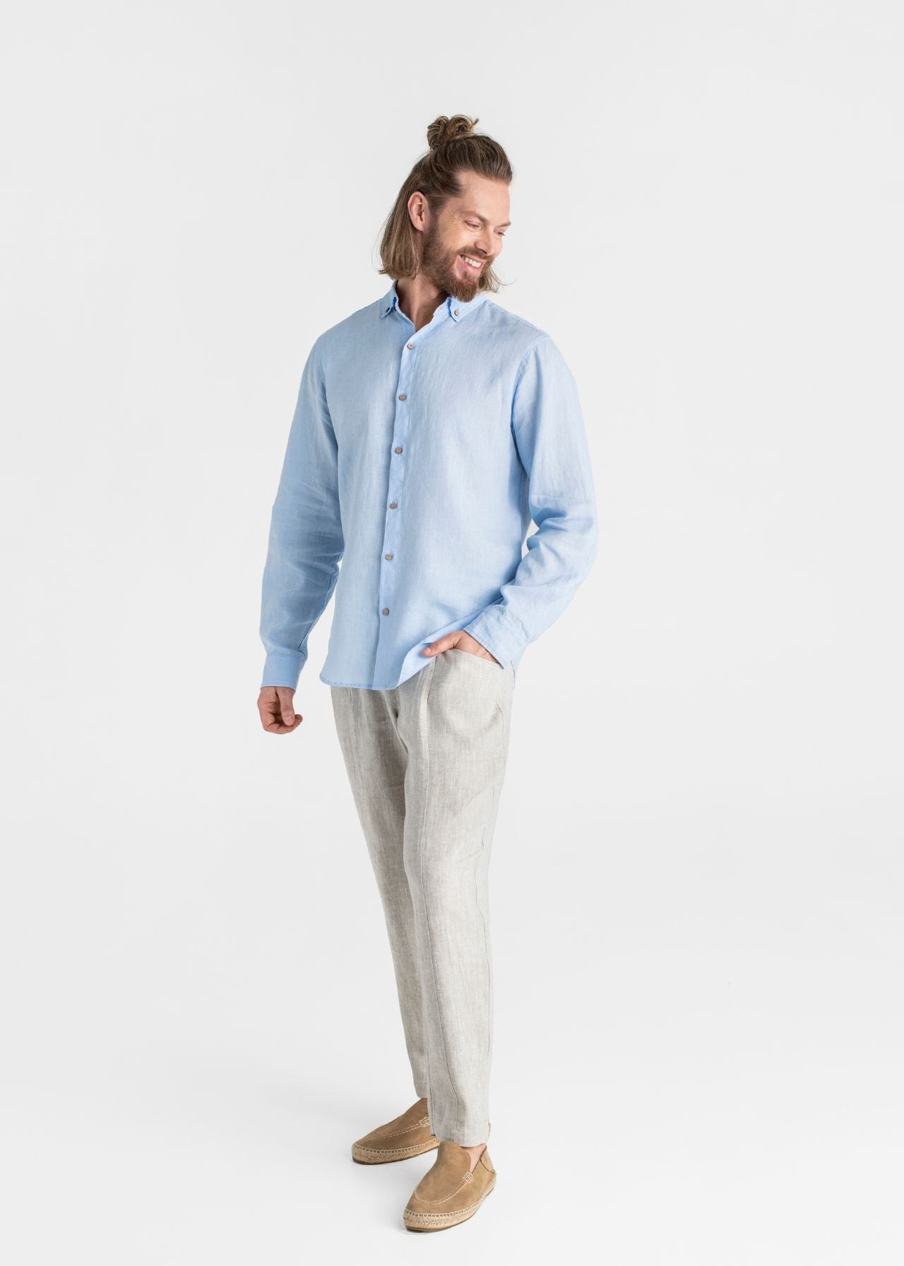 Men's linen shirt Nevada sky blue – fair trade, made in Lithuania by Magic Linen
