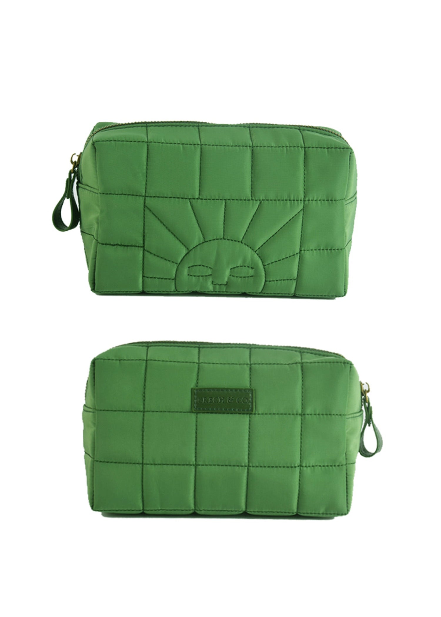 Eco-friendly makeup bag in green with weatherproof recycled material - multifunctional pencil case and electronics organizer by Grech&Co