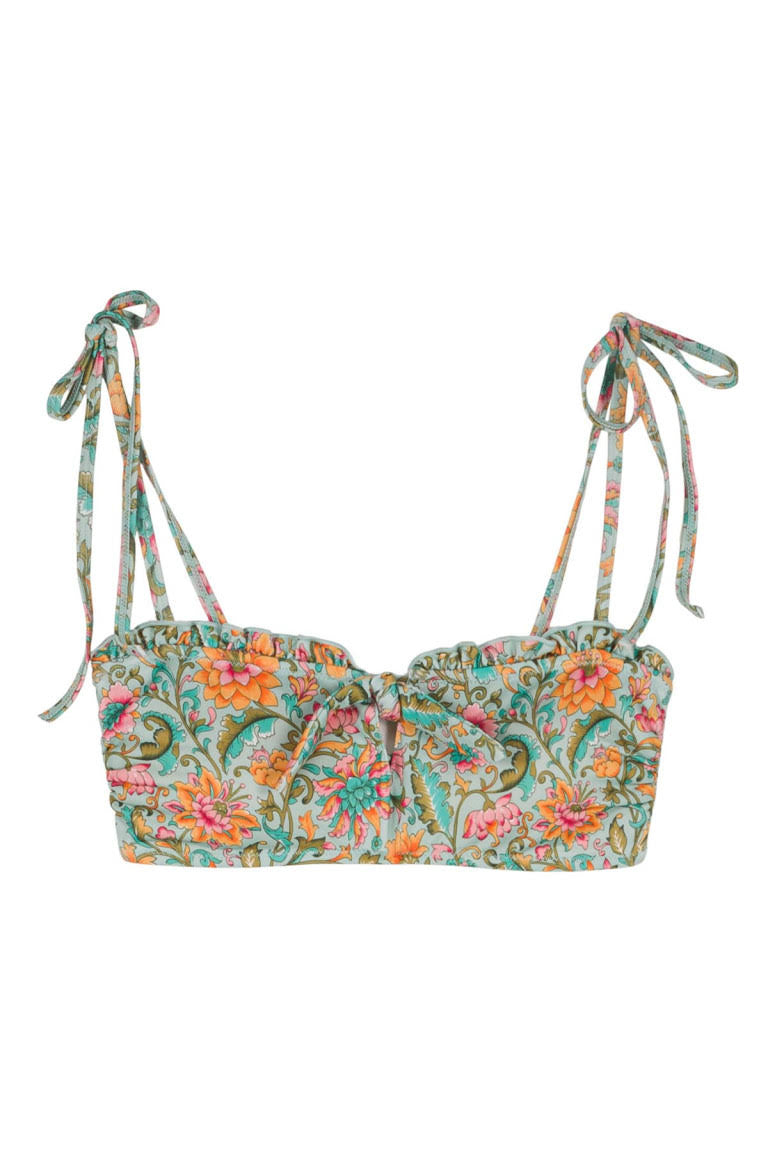 Sustainable swimwear collection & women bikini in Water River flower by Louise Misha. This women bikini is made with recycled materials in is eco friendly.