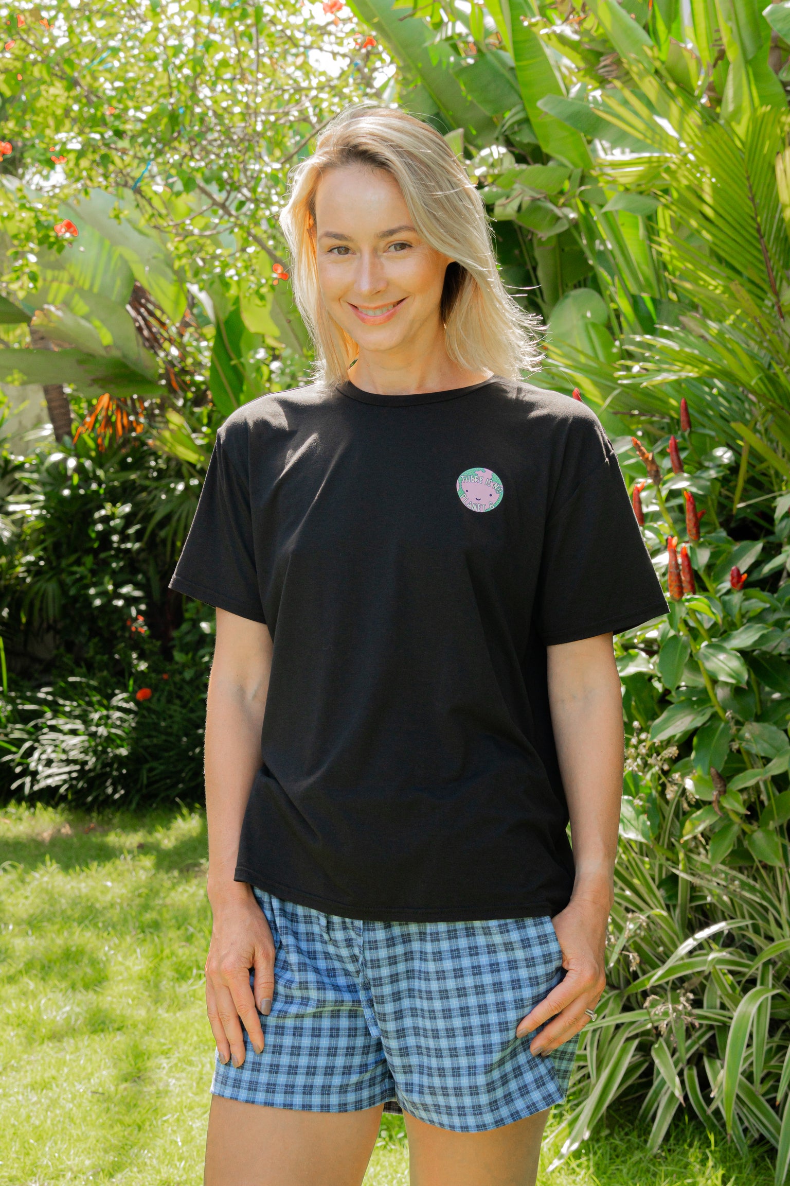 Black bamboo t-shirt for adults with 'There is no planet B' from MiliMilu.