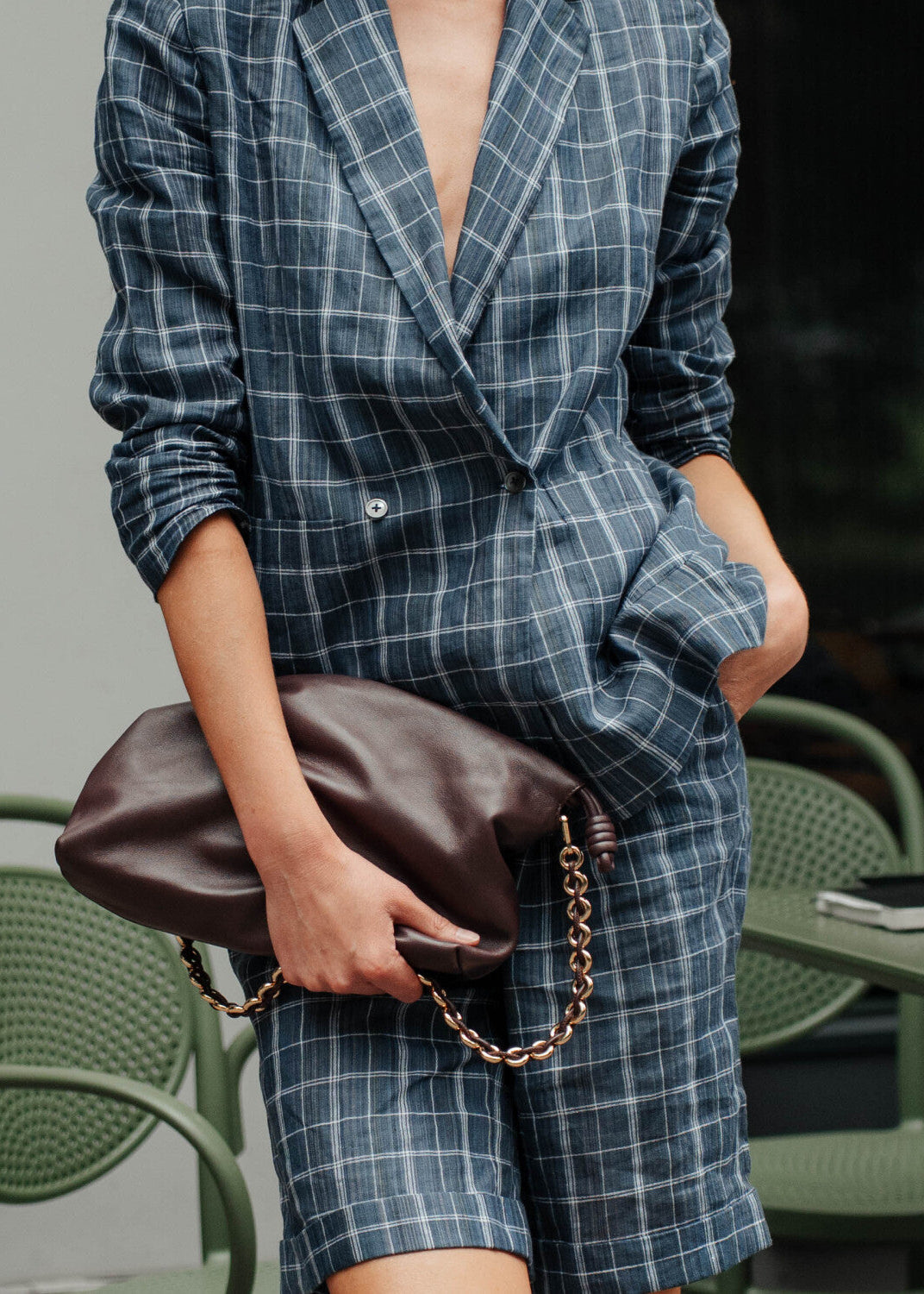 Womens linen blazer London tailored fit; side angle detail and front button details