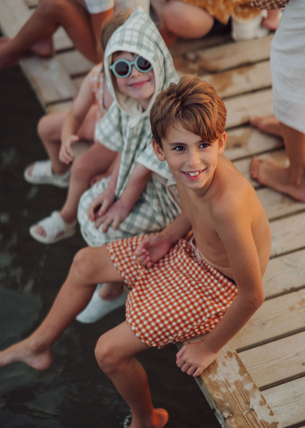 Boys swim trunks Sienna Gingham UPF 50 sustainable swimwear Hong Kong Singapore Australia