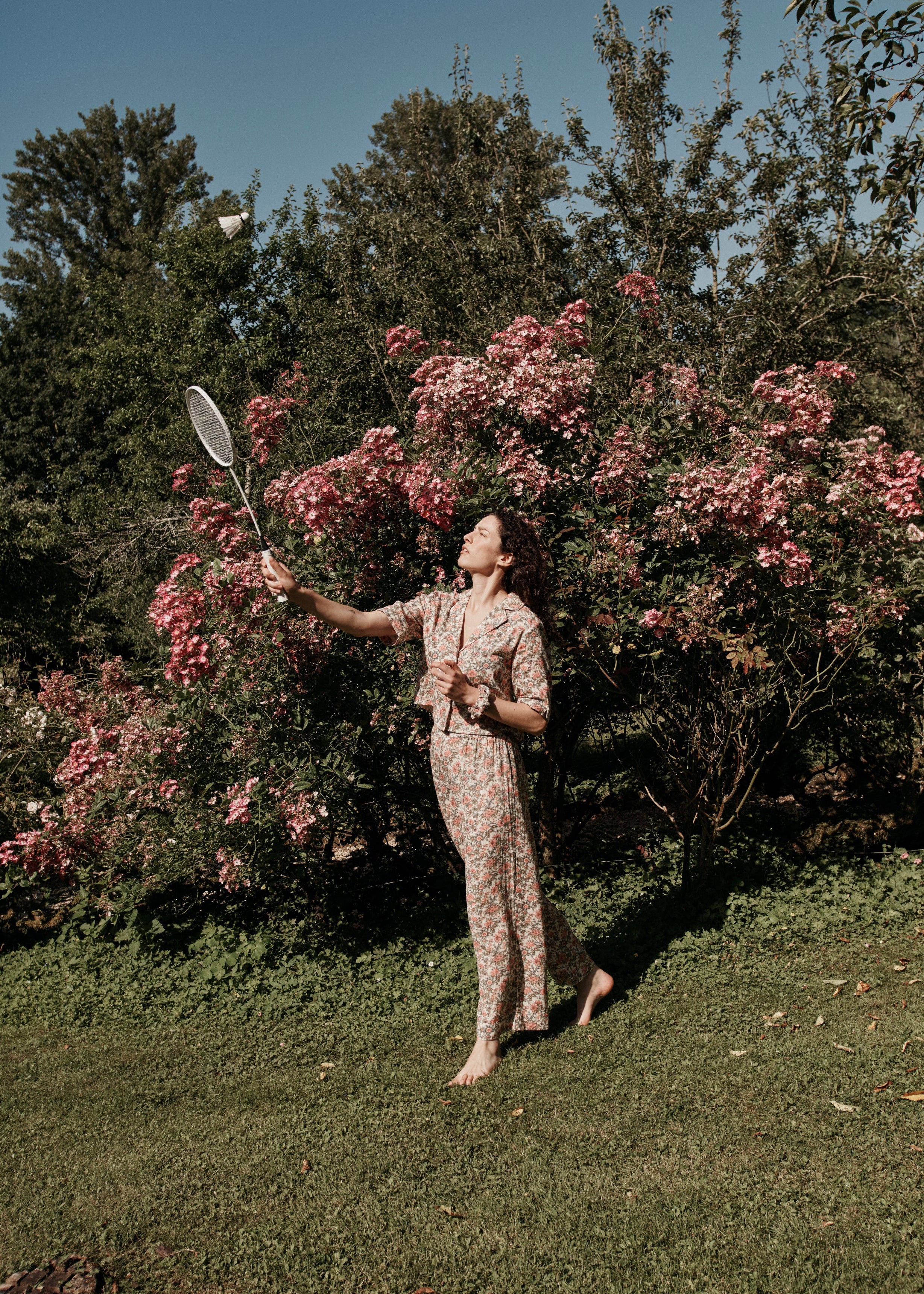 Detail of Louka pyjama top Ivory Fields - shirt collar organic cotton gauze women's sleepwear