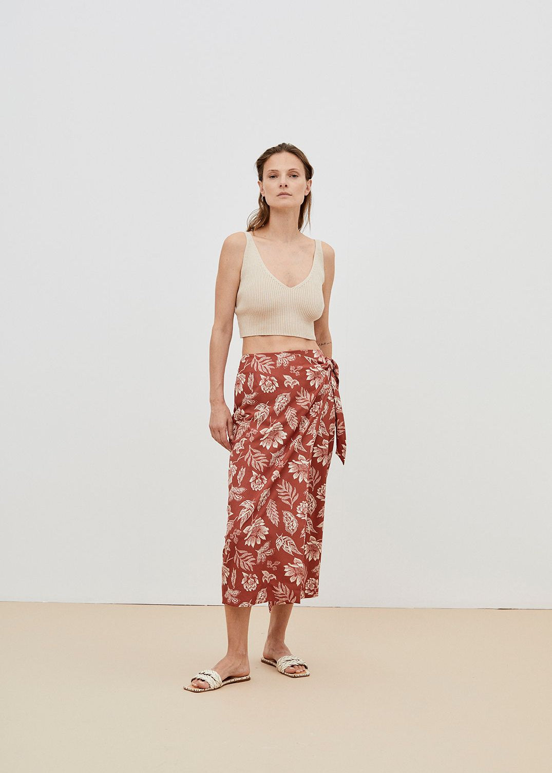 Women's Organic Cotton Crop Top in Beige — The New Society, Hong Kong