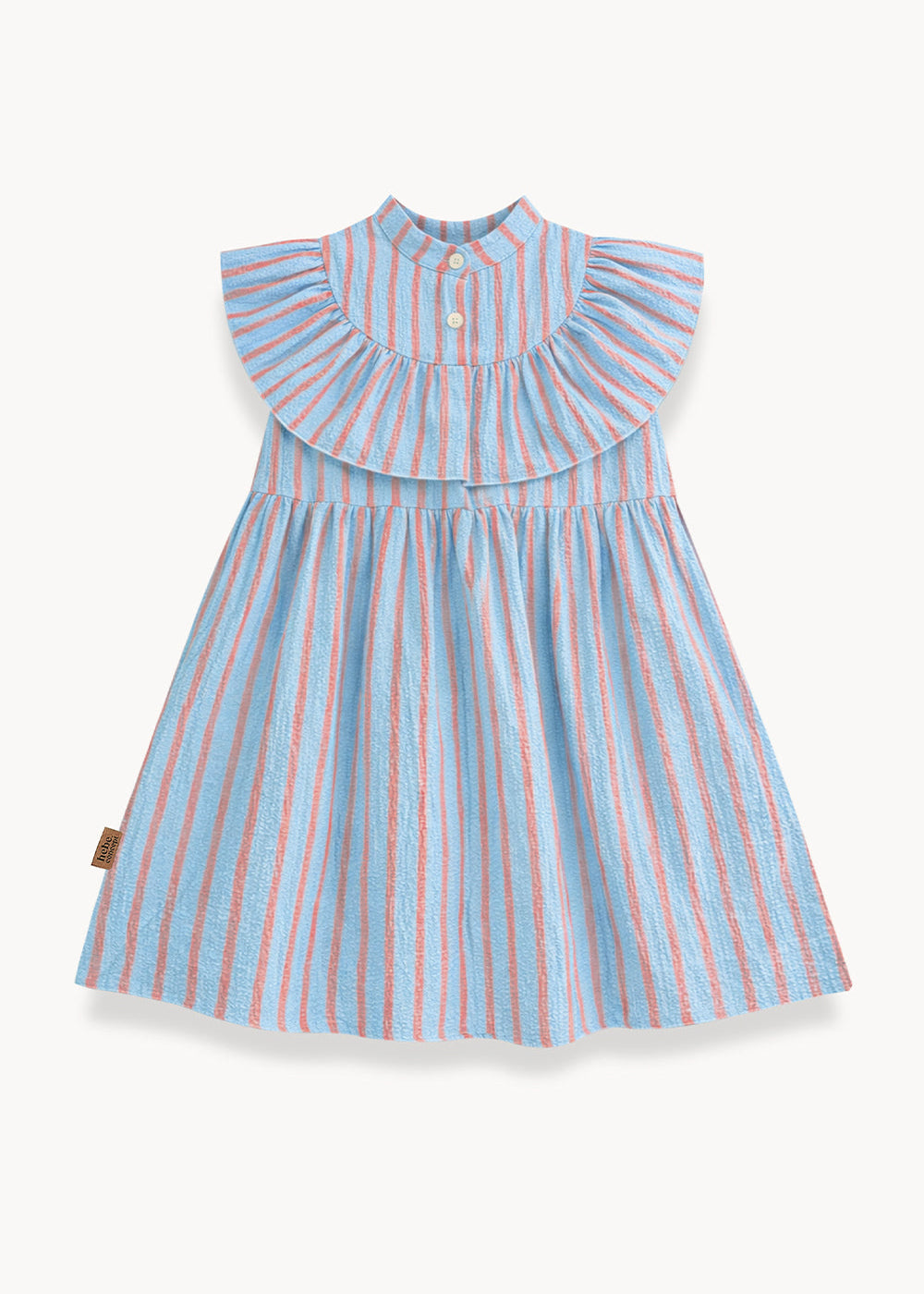 Girls Pink Blue Stripe Ruffle Dress | Organic Cotton