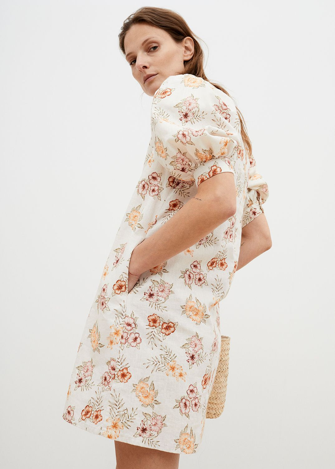 The New Society Palermo women linen dress – floral print detail, breathable Portuguese linen