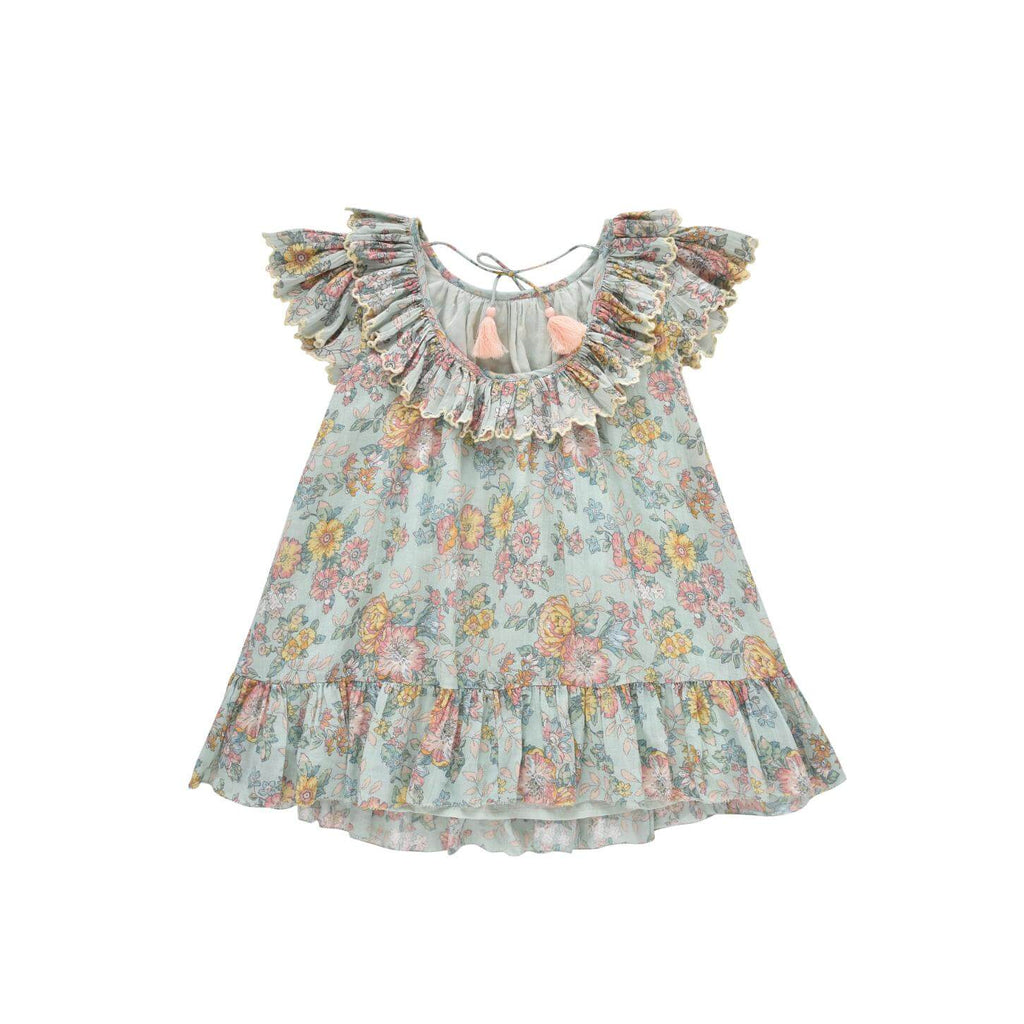 The flowy girl dress is the perfect summer dress, it has an open back and bohemian style. The breathable, and lightweight low-back girl's dress is made with organic cotton in flower print by Louise Misha. Mini Me dresses are available. Shop girls' summer dresses and girls' dresses online in Hong Kong and Singapore.