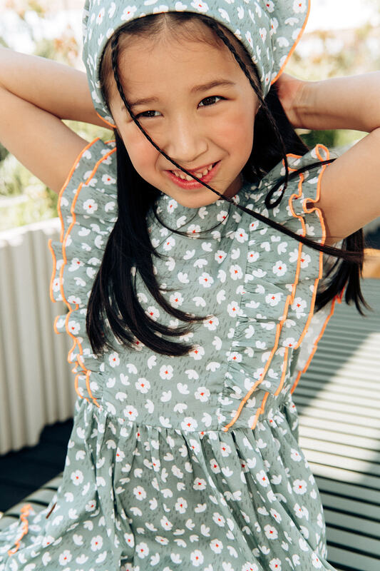 Girl cotton dress with flowers Mini Me dresses MiliMilu