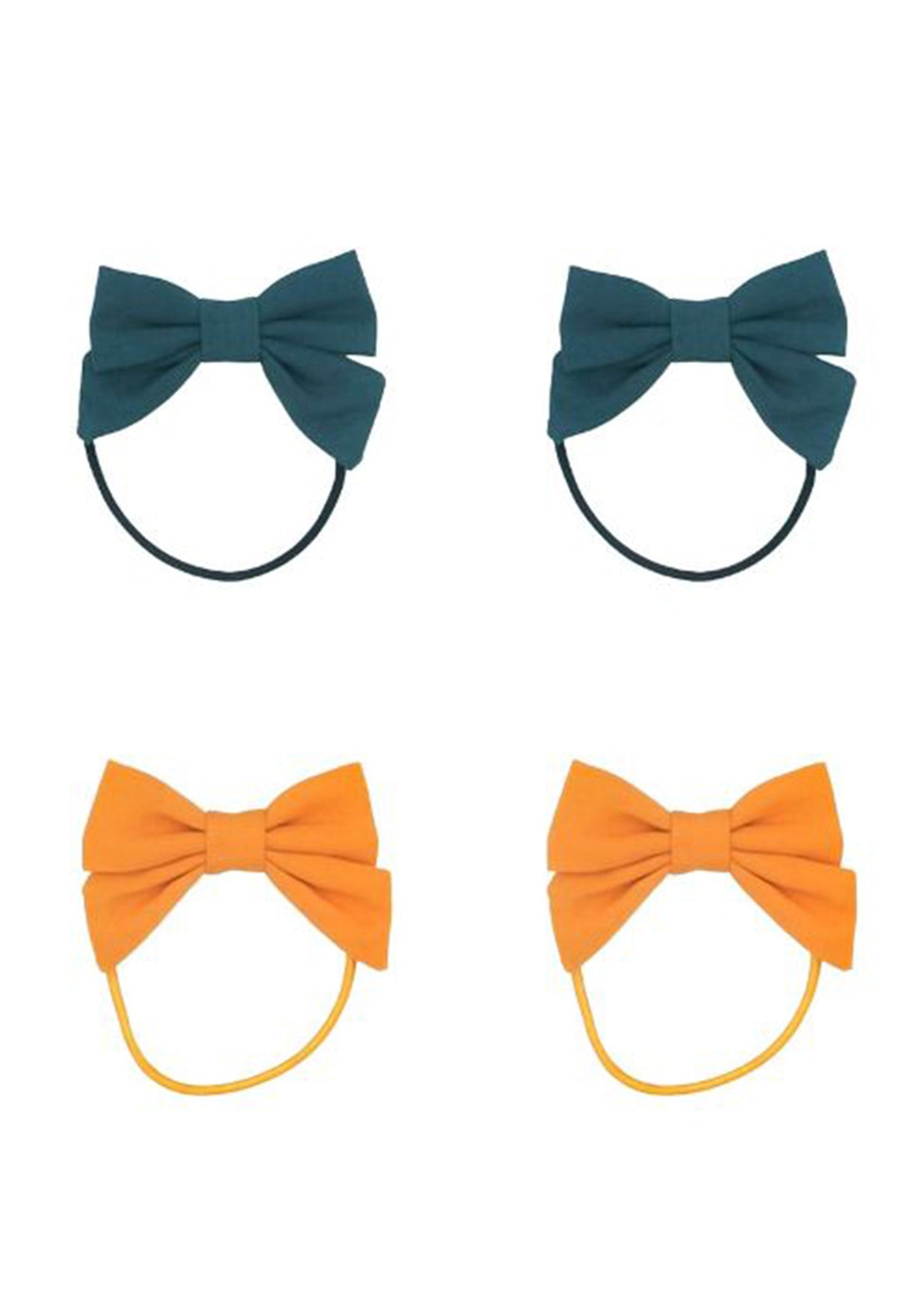 Girls bow hair ties in yellow and green by Grech&Co, explore sustainable kids accesories and girls hair accesories from MiliMilu Lifestyle.