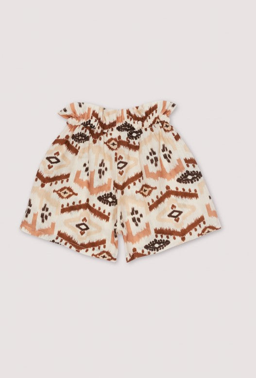 West High-Waisted linen shorts with elastic band, adjustable drawstring, side pockets and a distinctive witht he trendiest linen print, shop best summer shorts.