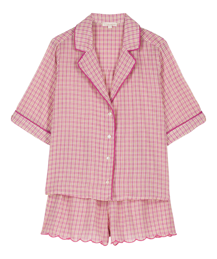 Women short pyjamas - Fuchsia Tartan Joy