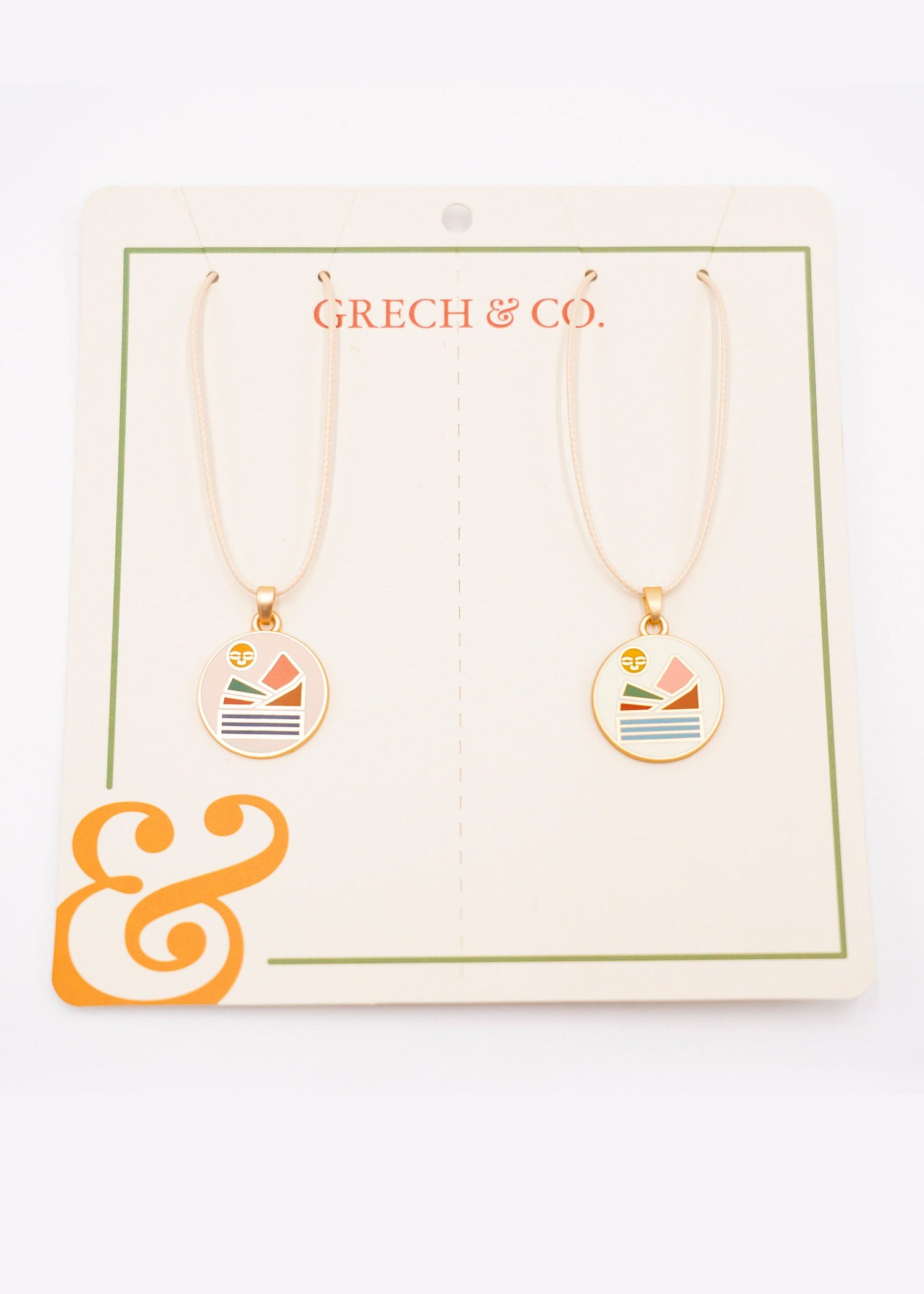 Grech & Co kids friendship necklace landscape mountain sun set of 2 eco-friendly gold enamel HK SG AU UK
