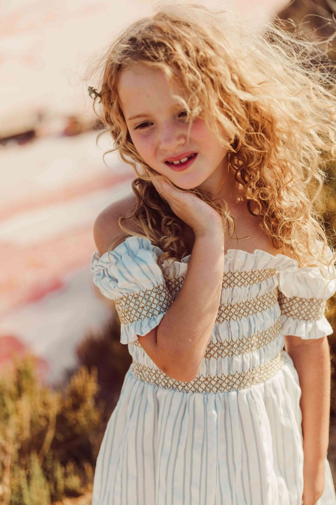 Smocked girl summer dress