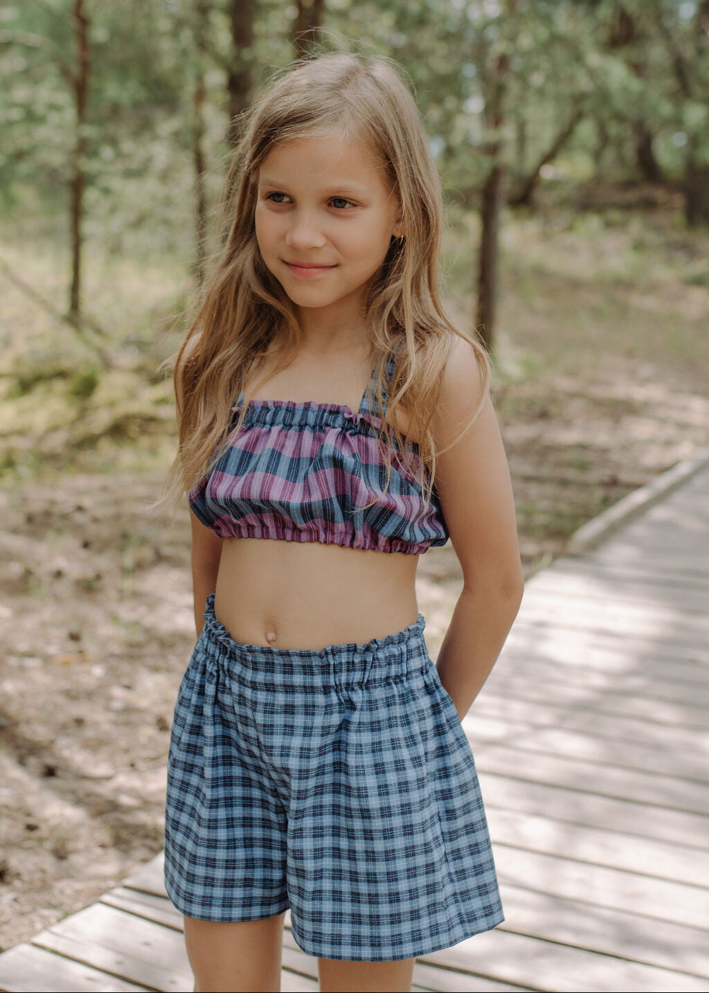 Soft deadstock cotton girls shorts from MiliMilu – sustainable kids fashion made in Hong Kong, Singapore and Australia.