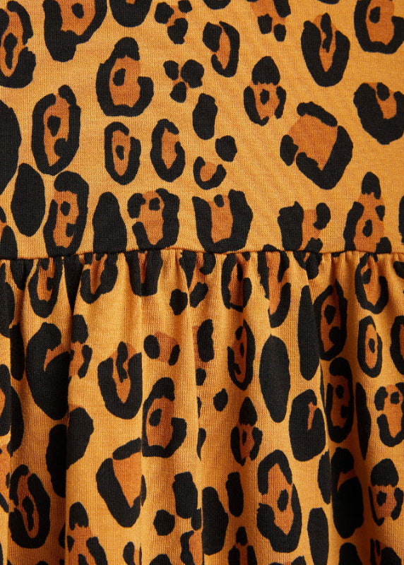 Mini Rodini leopard print girls dress detail — 95% TENCEL™ Lyocell eco-friendly fabric made in Portugal