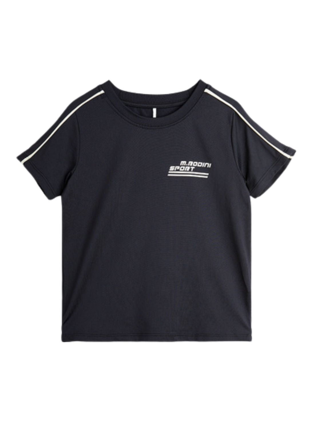 Mini Rodini Sports Quickdry T-shirt black front view — recycled polyamide kids performance tee Hong Kong, Singapore and Australia
