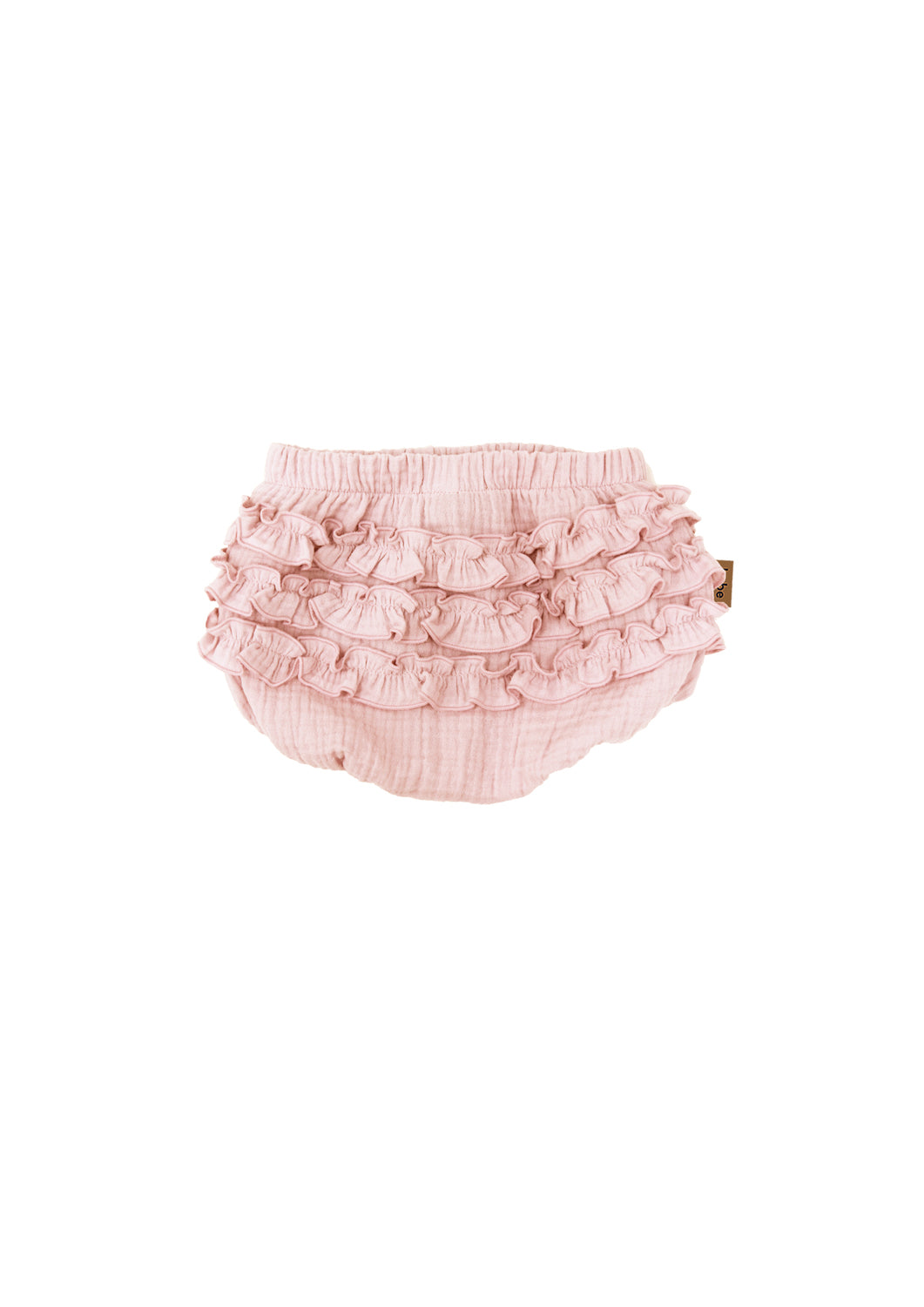 Breathable pink cotton baby girl bloomers with ruffles is the most adorable baby girls outfit. Muslin baby clothing and baby cothing that is practical.
