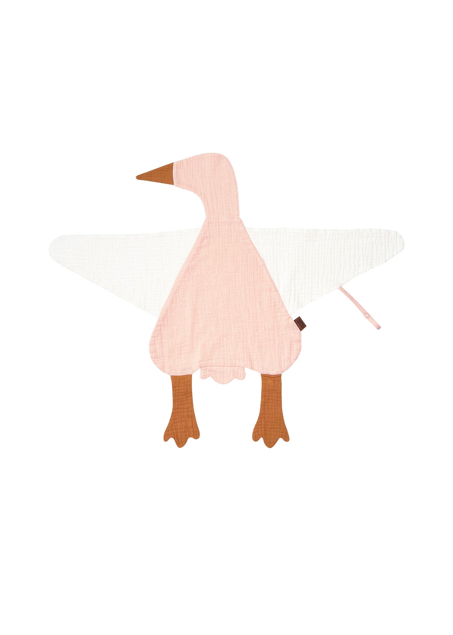 Pink Goose muslin cuddle cloth with floppy wings, organic baby comforter by Hebe