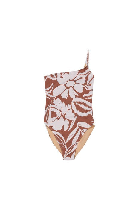 Shop Desert women swimsuit made from recycled fabric with an eye-catching one-shoulder design. This women one piece women swimsuit has a feminine touch.