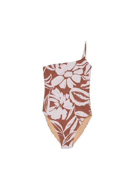 Desert one-shoulder one-piece swimsuit – sustainable recycled fabric swimwear at MiliMilu