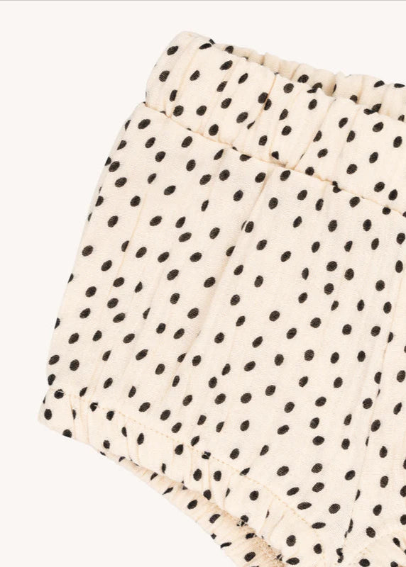 Summer-ready in baby bloomers with Organic cotton baby bloomers with dots, breathable and made for sensitive and eczema prone skin. Shop the best baby clothing and gifts online.