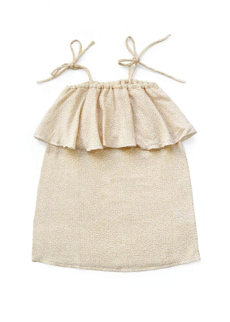 Organic muslin girls dress with beautiful flower print and adjutable straps are part of our organic cottong kids clothing collection at MiliMilu Lifestyle.