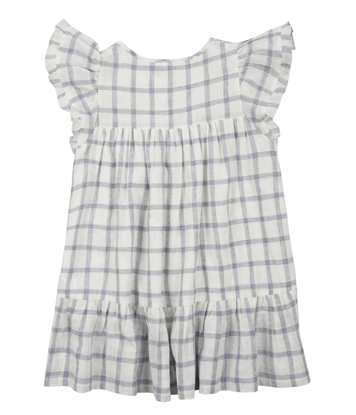 Girl summer dress - Caroline in blue river checkered pattern made from high-quality lightweight organic cotton by Louise Misha. Shop girls summer clothing.