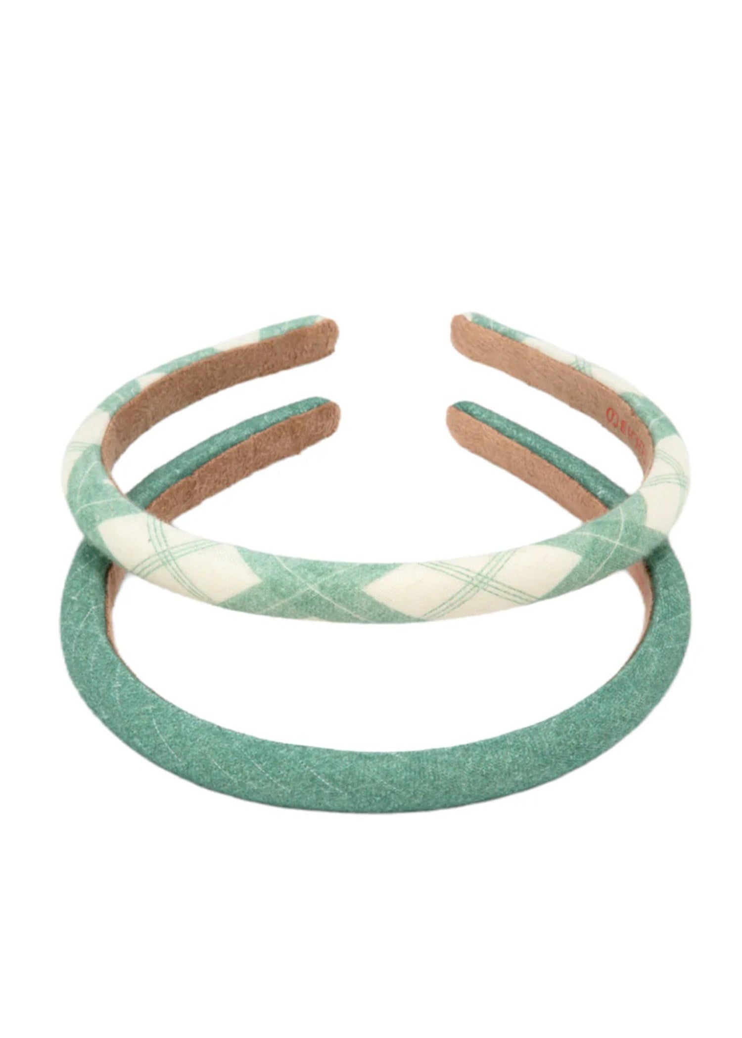 Organic cotton Fern Plaid headbands for girls with a chunky plaid pattern.