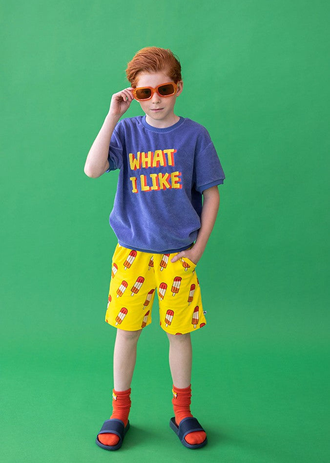 CarlijnQ sustainable kids clothing — organic cotton boys T-shirt blue terry fabric detail