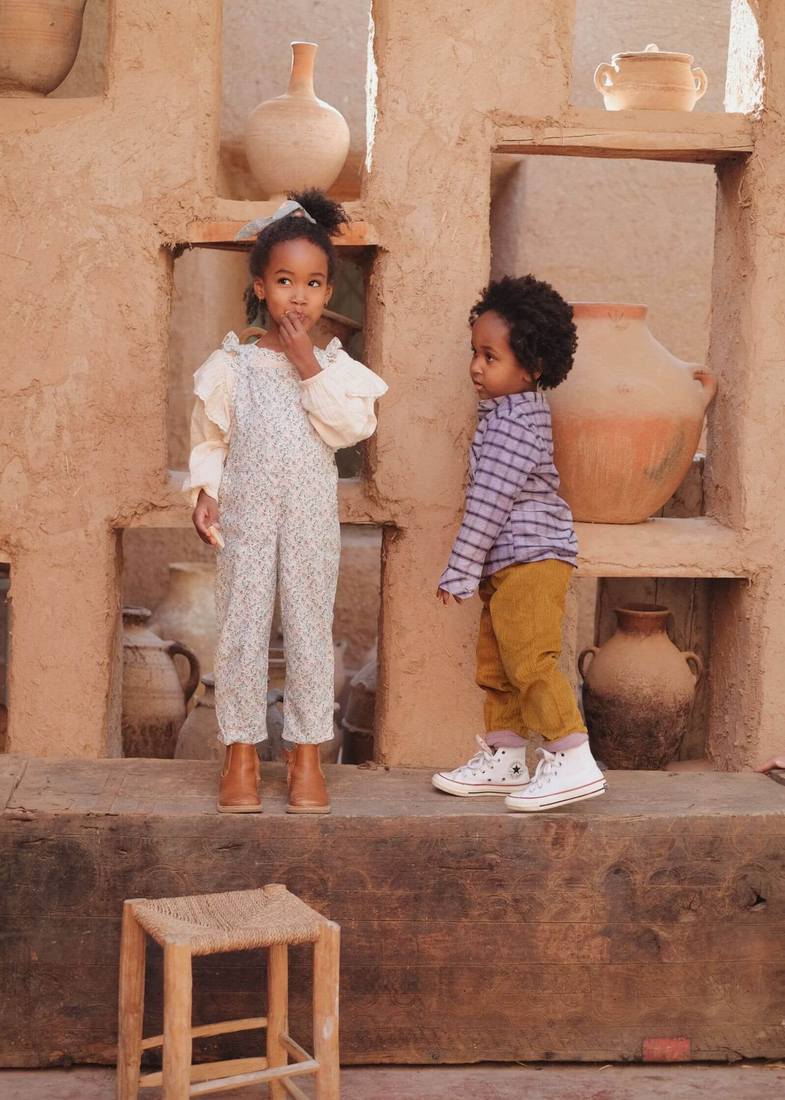 Sustainable organic cotton boys party shirt in purple checks – festive kids clothing online at Milimilu Hong Kong Singapore Australia