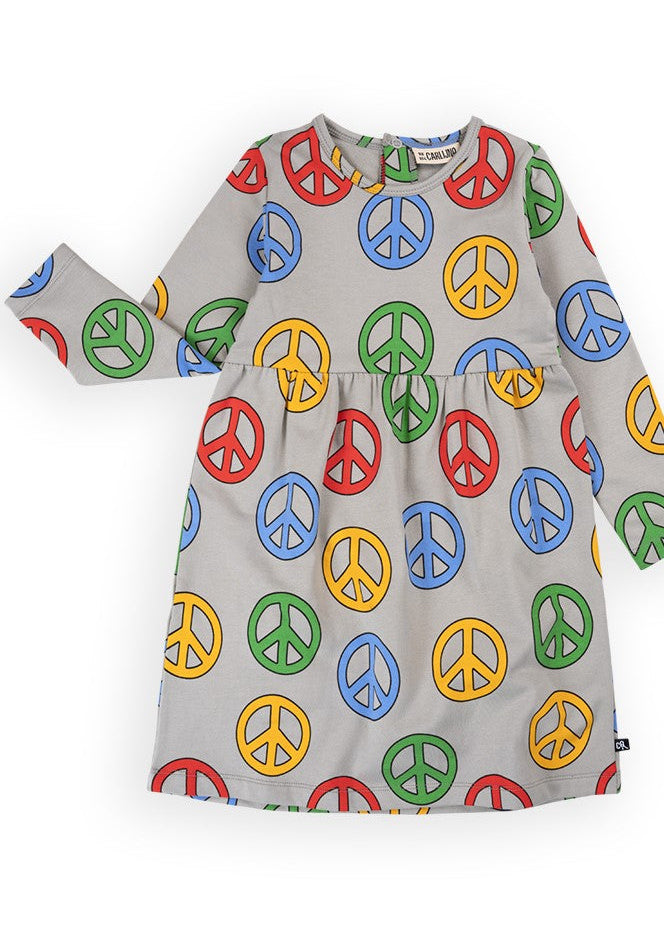 CarlijnQ Peace print organic cotton girls dress - eco-friendly kids clothing by MiliMilu