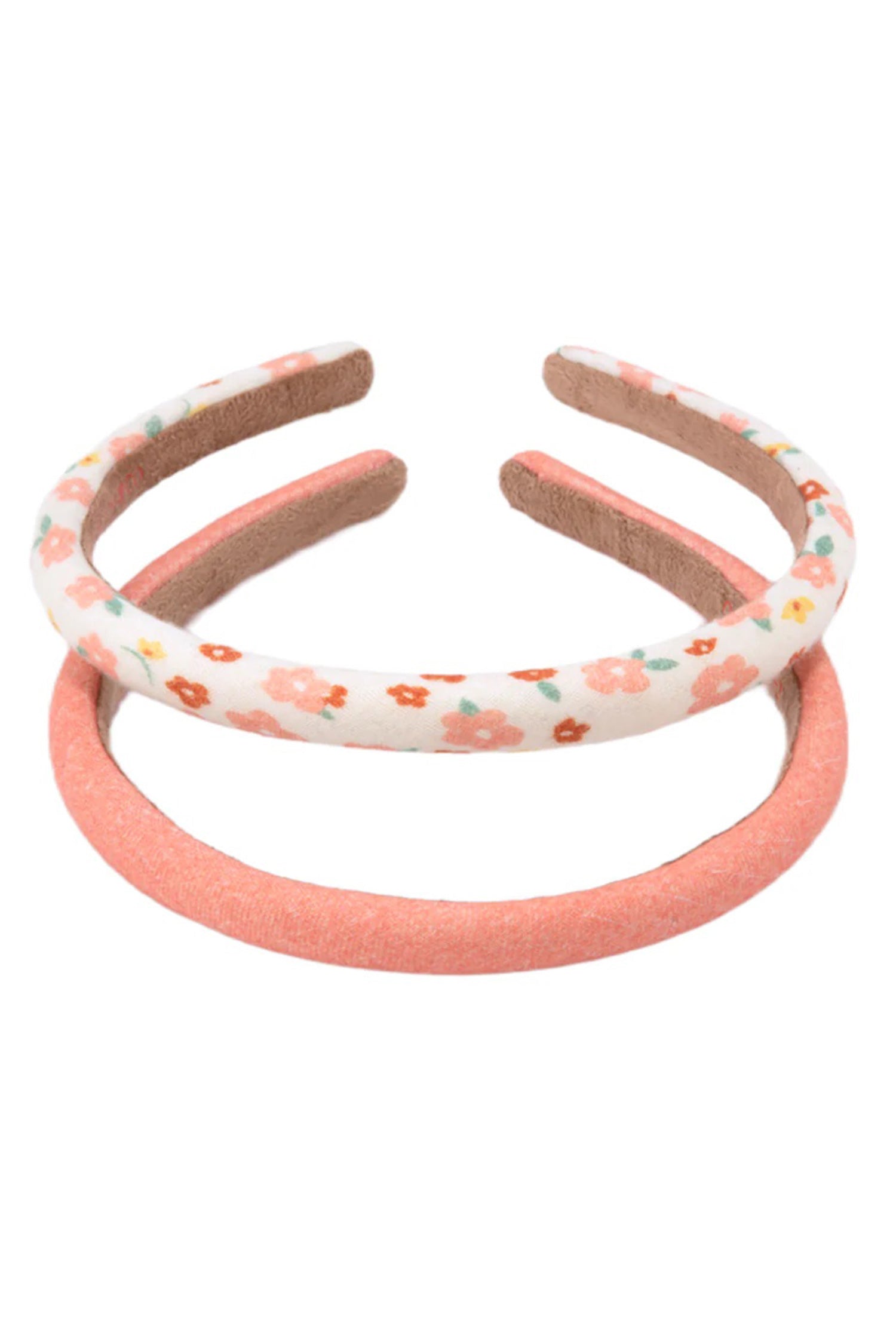 Organic cotton Sunset Meadow headbands with bold stripes for girls.