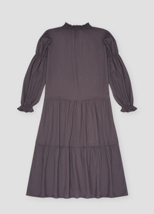 Breathable organic cotton women midi dress is flowly and lightweight, made with organic cotton fabric in plum colour. Mini Me fashion is available at MiliMilu.