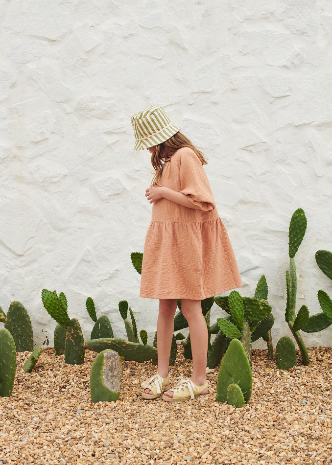 Girls Organic Muslin Dress Toast | 100% Organic Cotton