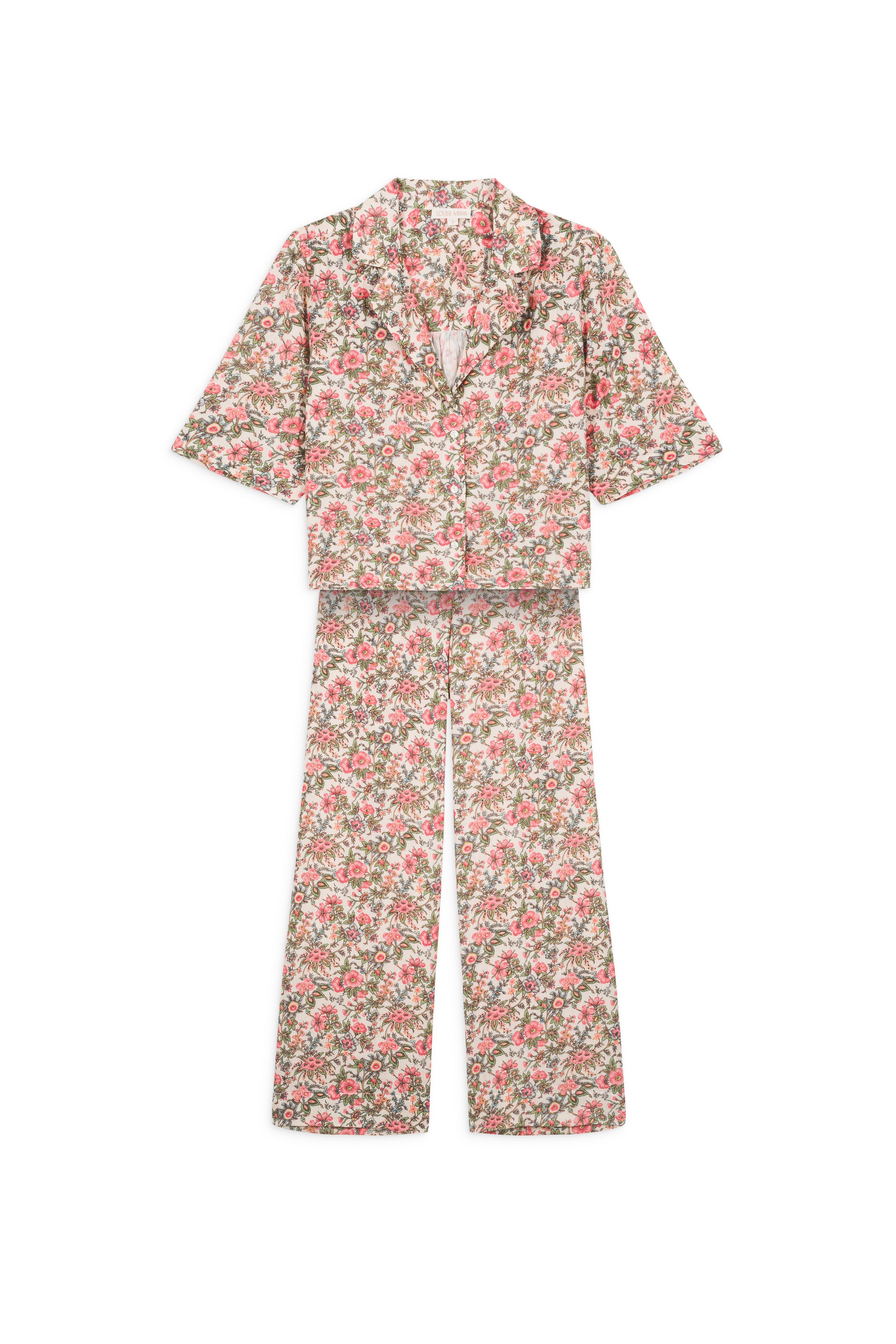 The most comfortable organic cotton women pyjamas in ivory field print that will make you sleep better, the best breathable pyjamas for women by Louise Misha.