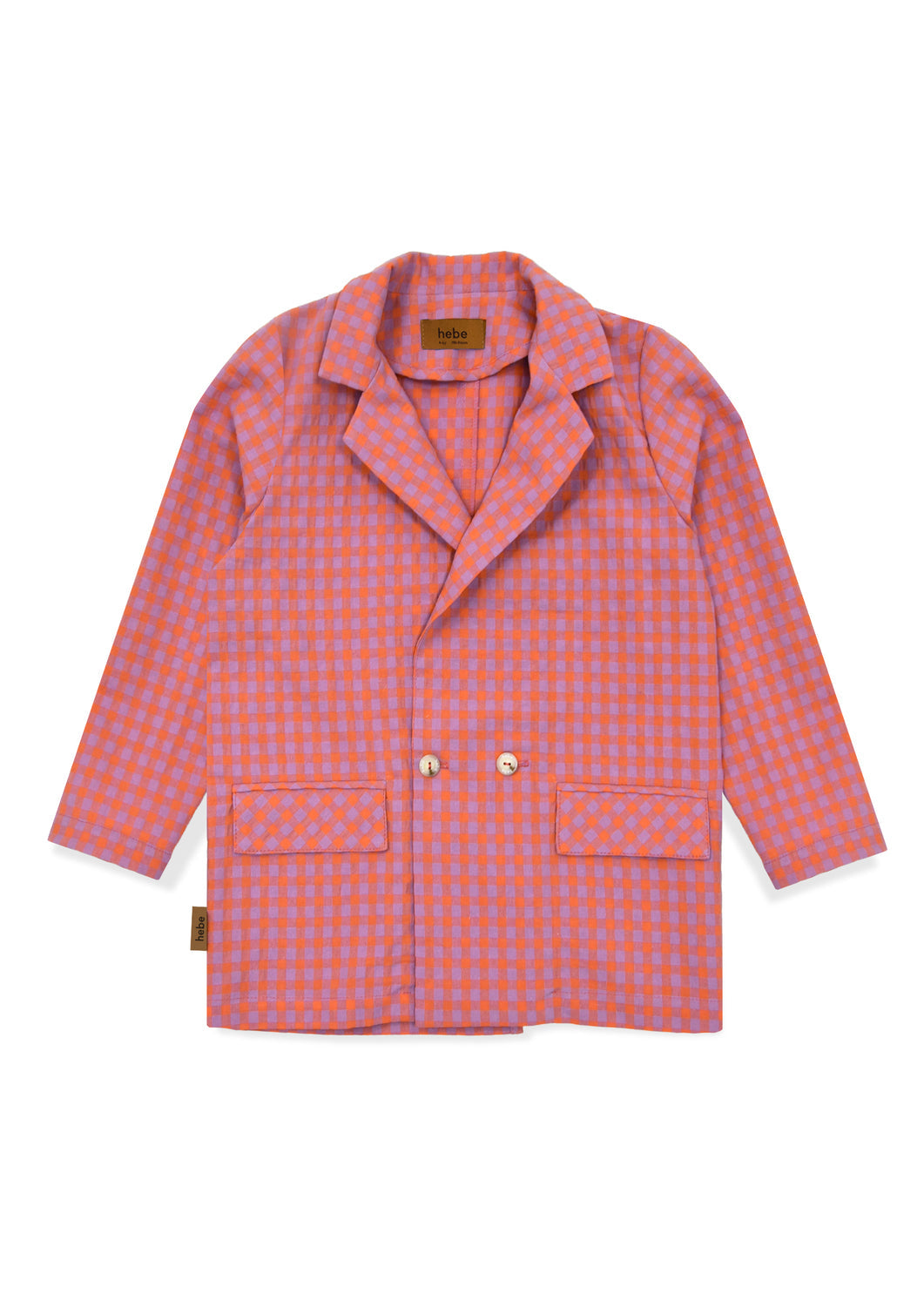 Girls' checked blazer in orange and lilac by Hebe – sustainable kids fashion at MiliMilu