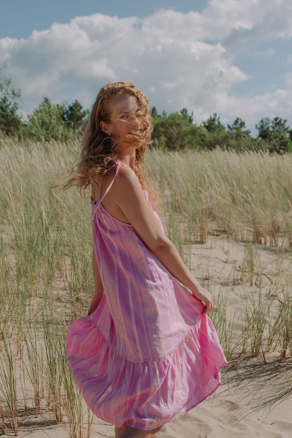 Sustainable pink dress for women - flowy dress for everyday wear, dress up or heading to holidays. Mini Me dress is available for Mommy and Daughter matching.