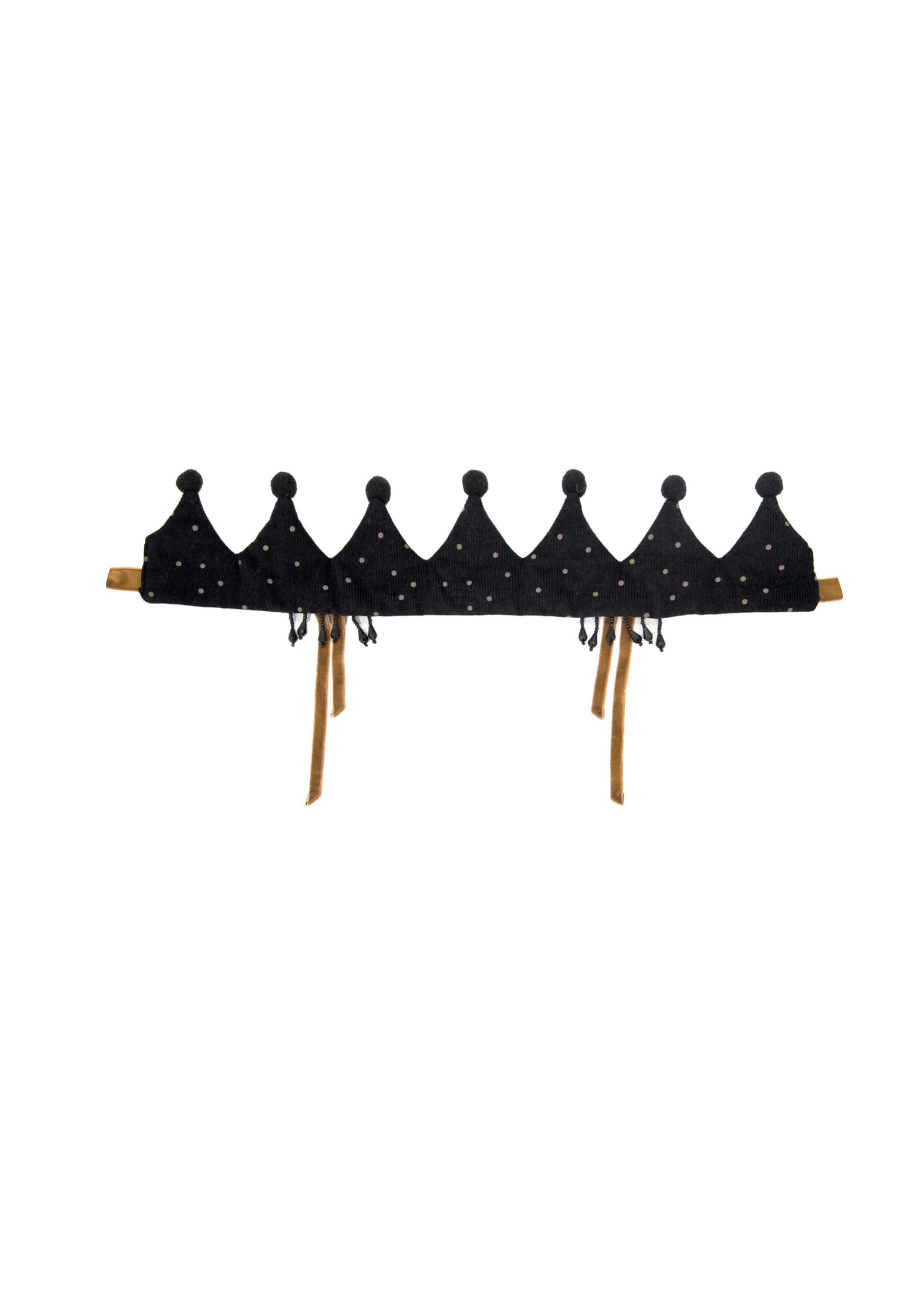 Black princess crown for girls - handmade adjustable hair accessory with beads and pompoms by Hebe