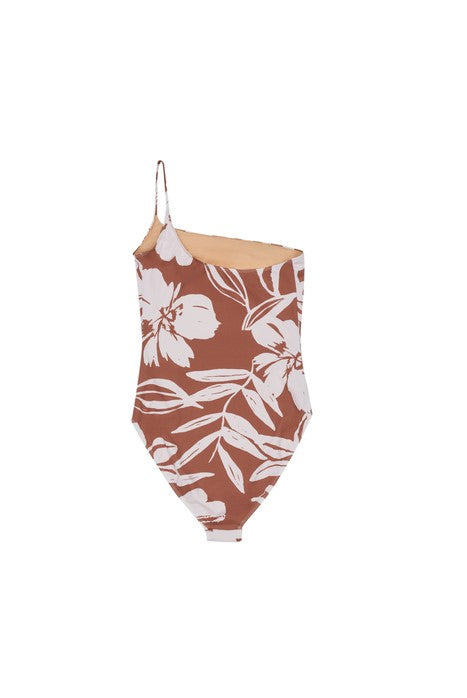 Shop Desert women swimsuit made from recycled fabric with an eye-catching one-shoulder design. This women one piece women swimsuit has a feminine touch.