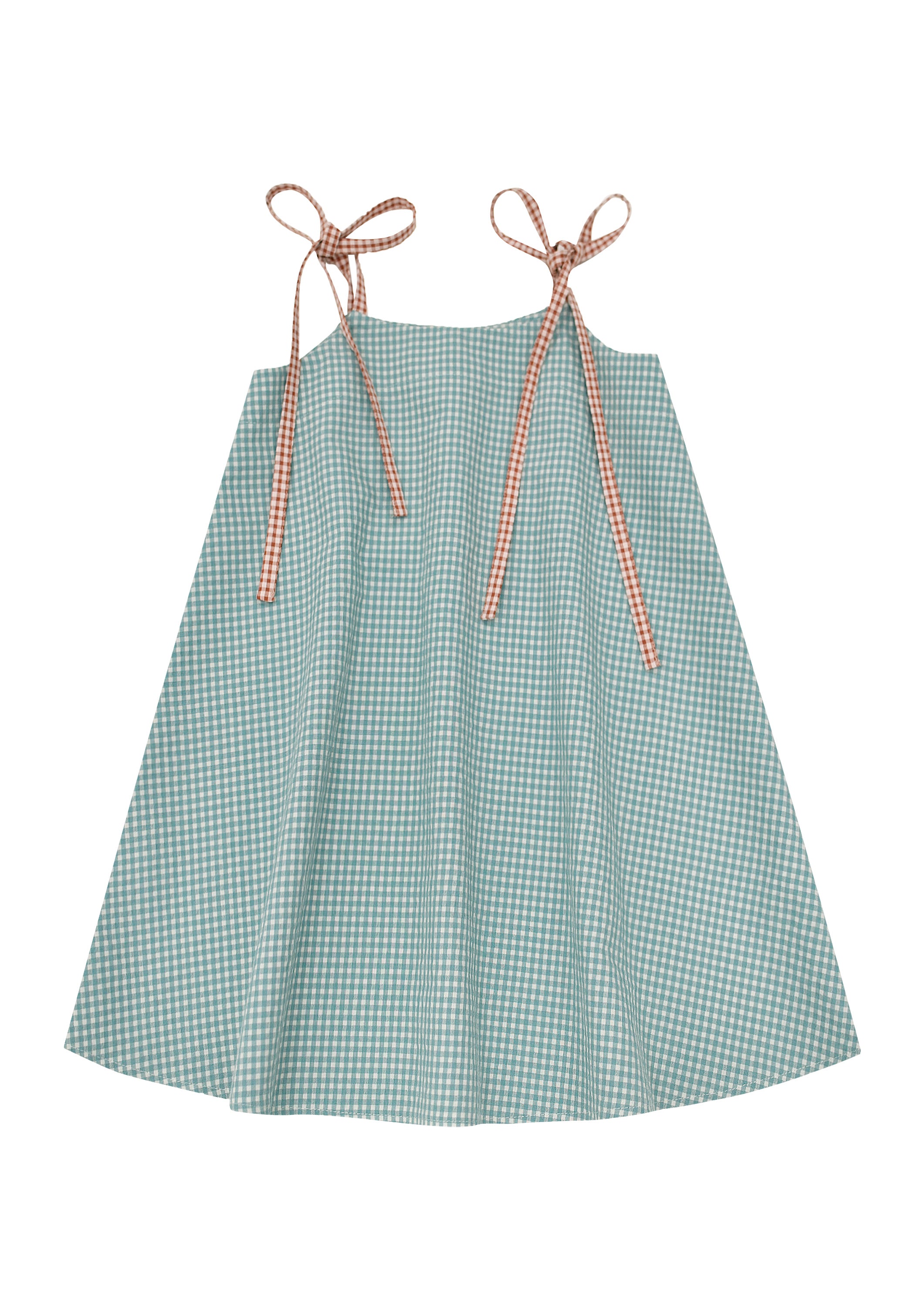 Shop the best girl summer dress from lightweight and breathable cotton in checked Mint print, this dress is adjustable and will grow with your child.