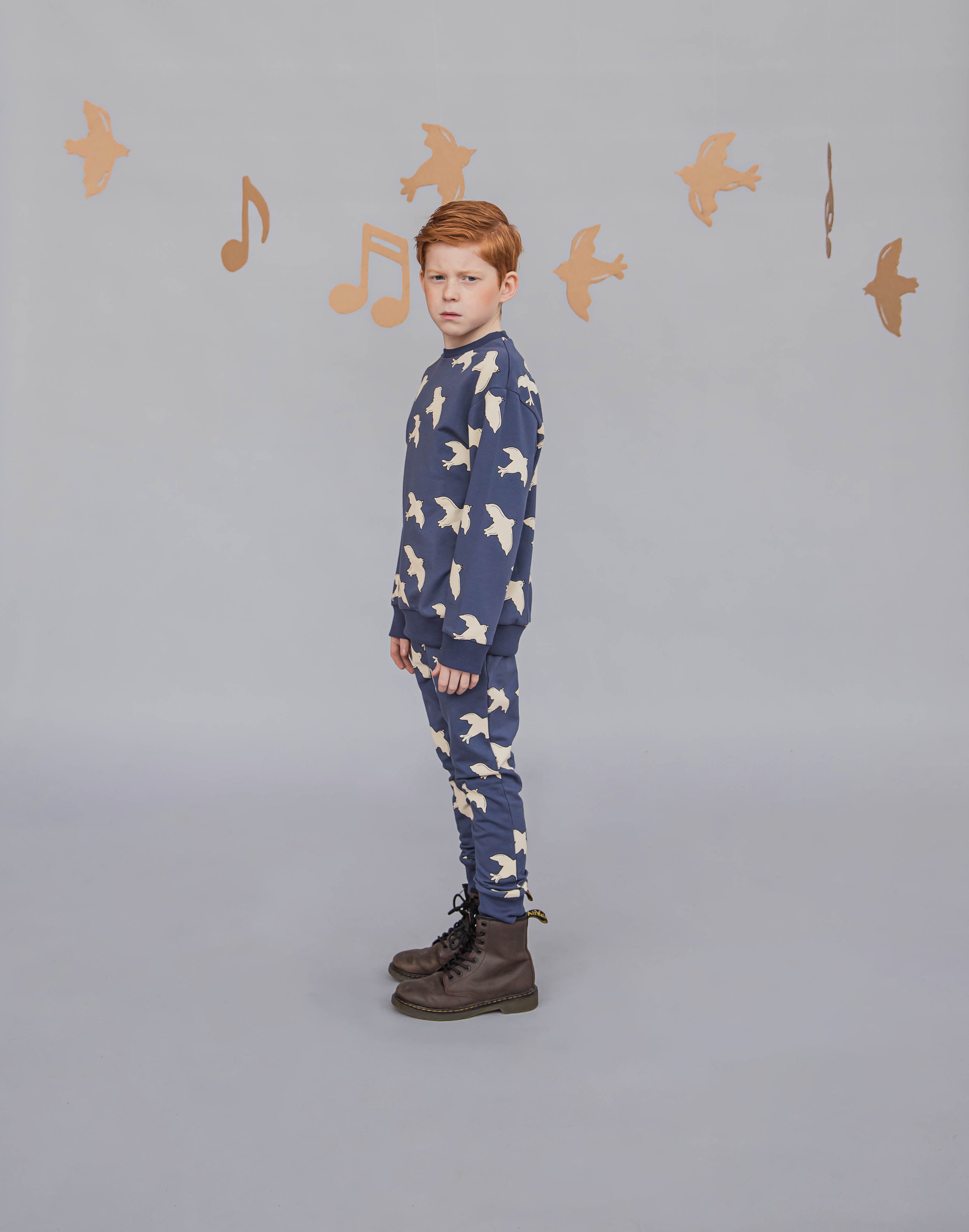 Organic cotton kids jumper with bird print. Shope the best sustainable kids clothing at MiliMilu Lifestyle, the best kids brand in Hong Kong and loved in Asia.