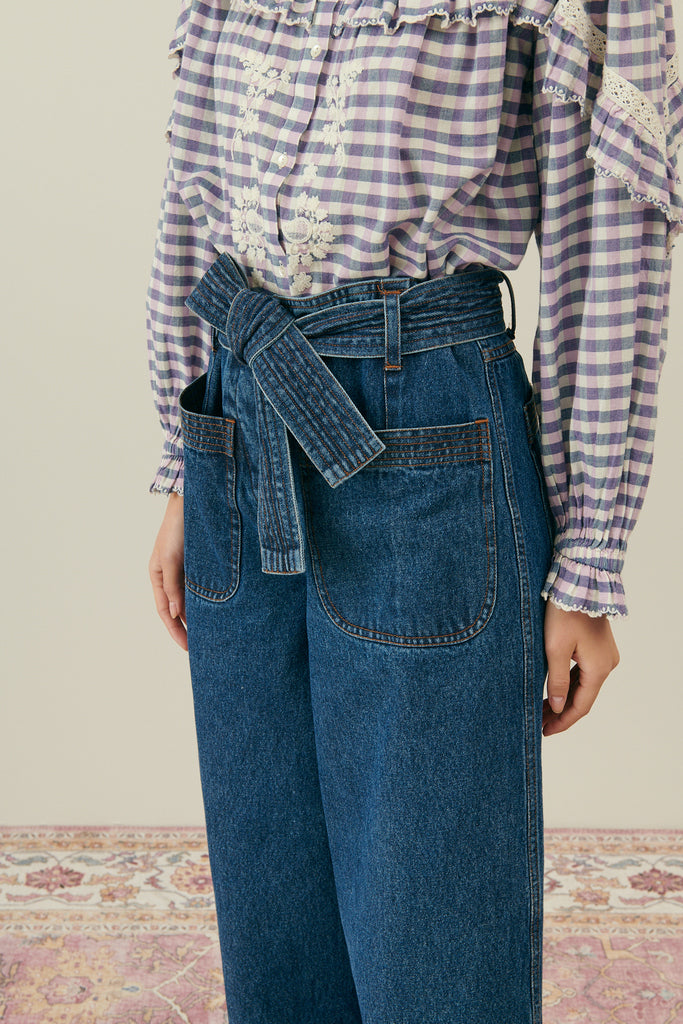 Women blouse is crafted from organic cotton fabric in checkers print with embrodery and is also part of Mommy and me fashion. Shop sustainable women fashion.