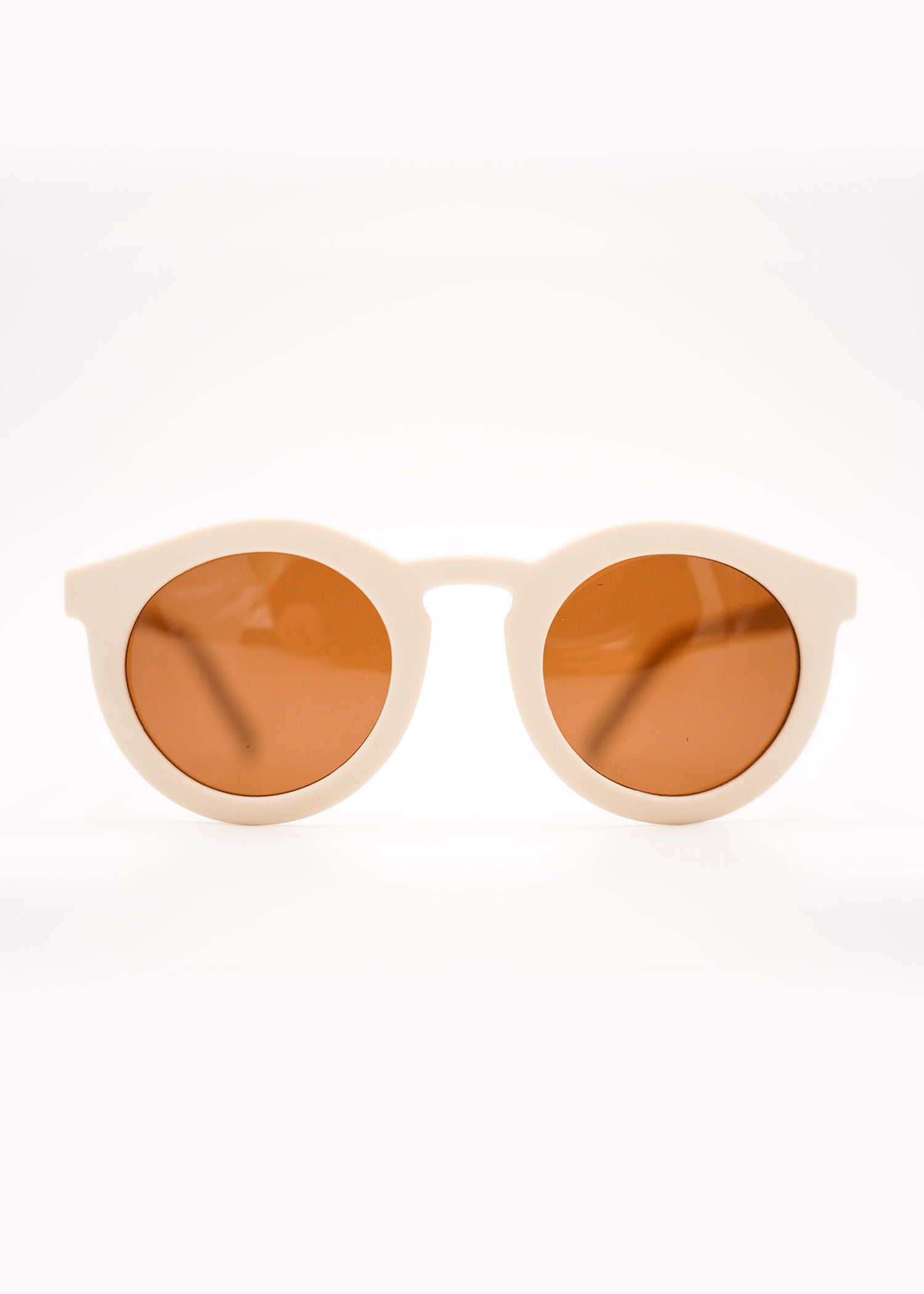 Eco-friendly bendable sunglasses, Atlas white, showinga flexible frame design