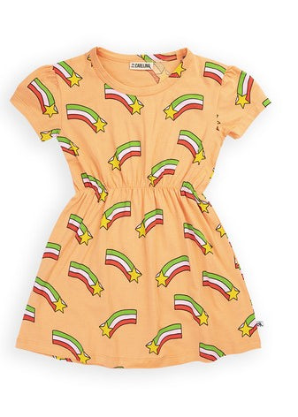 Sustainable kids summer dress with shooting star print by CarlijnQ – lightweight breathable cotton for girls