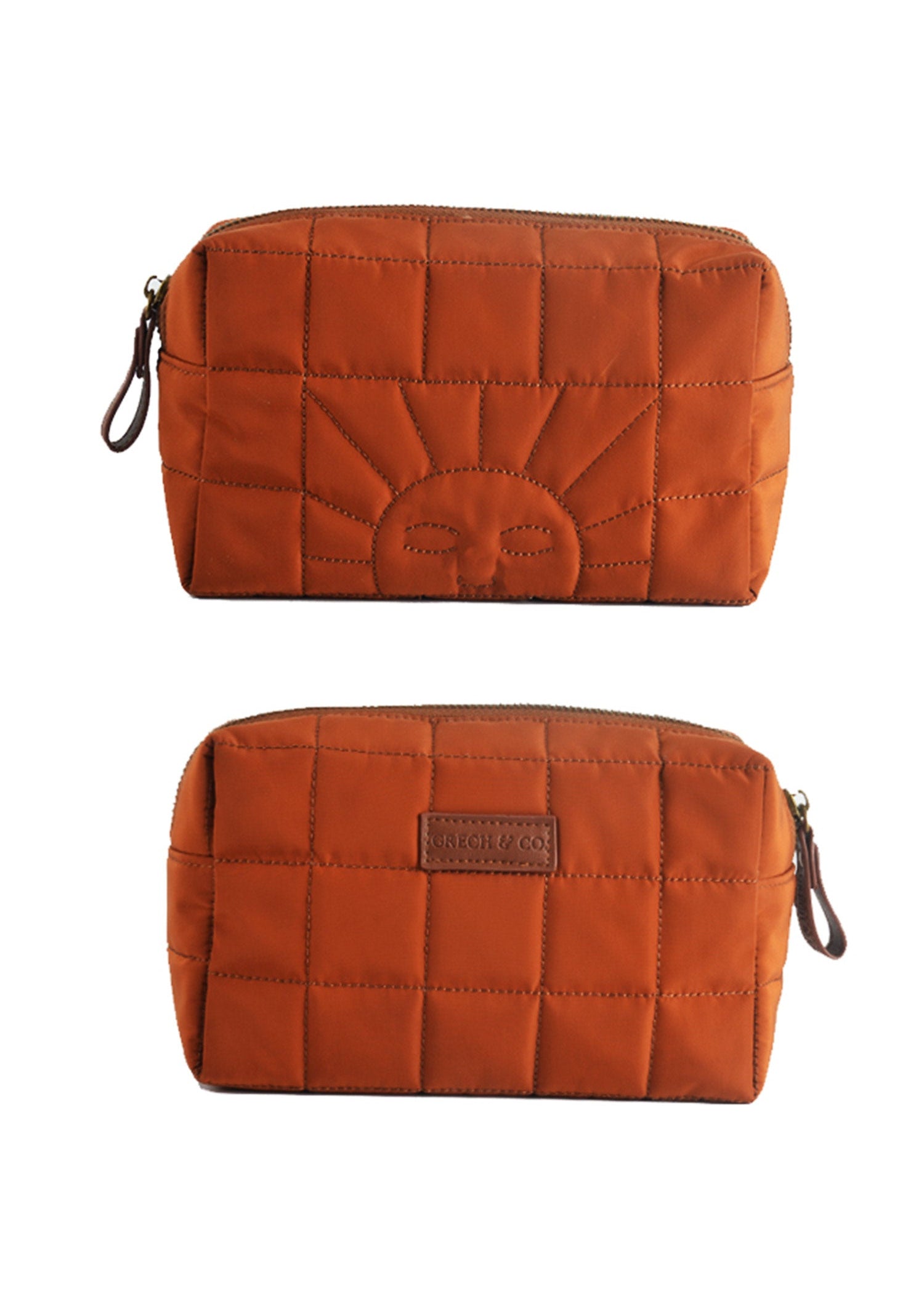 Eco-friendly travel organizer pouch in bronze - recycled polyester makeup bag for Hong Kong Singapore Australia