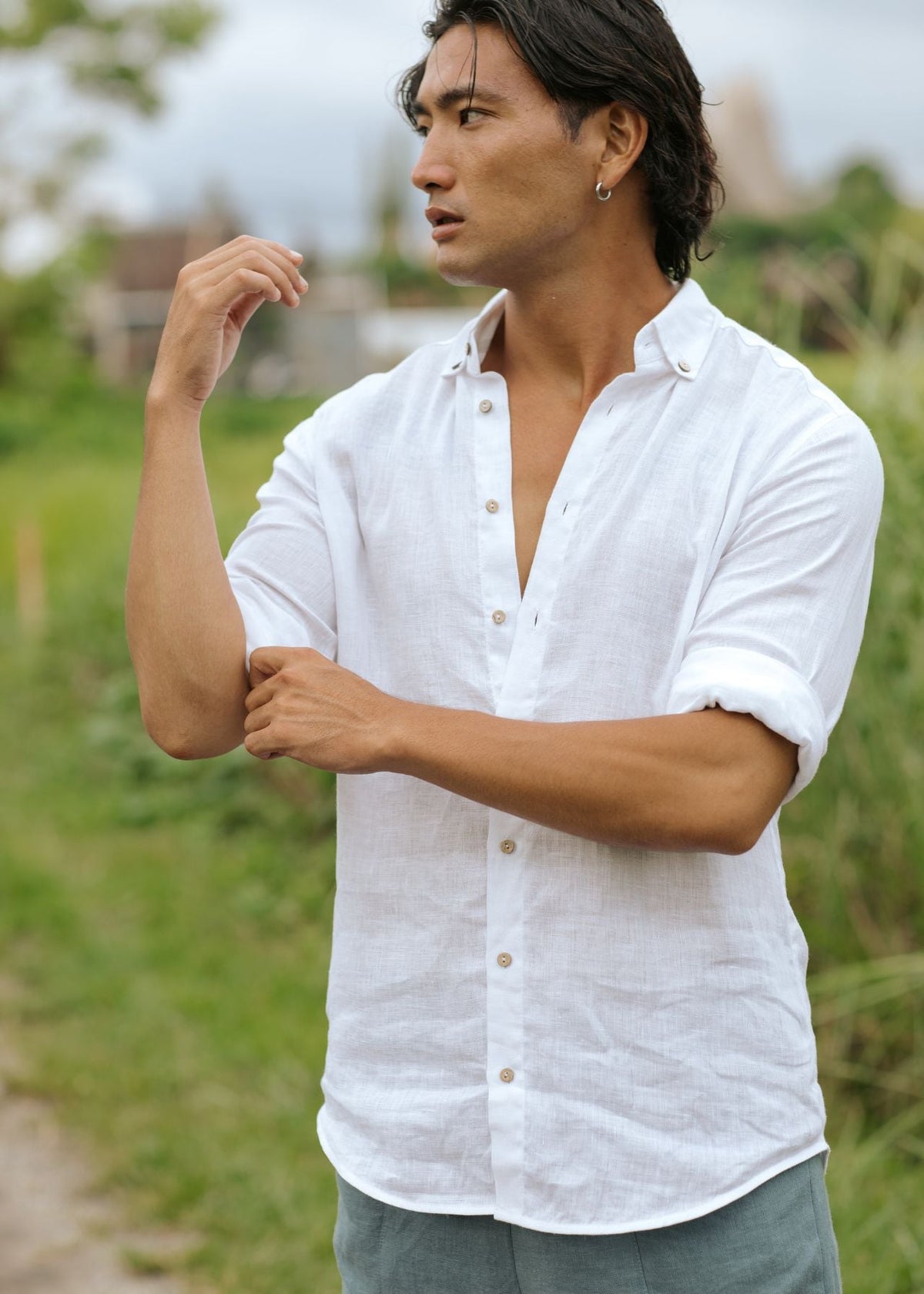 Men White Linen Shirt Nevada | European Linen Button Down SG HK AU JP XXL Men White Linen Shirt Nevada | European Linen Button Down SG HK AU JP XXL