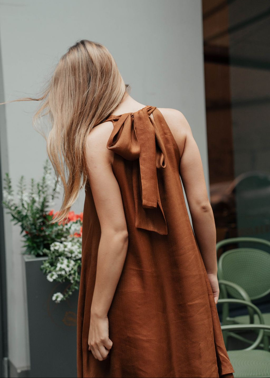Paris caramel dress styled for Chinese New Year 2026 sustainable women fashion